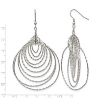 Stainless Steel Polished Twisted Graduated Circles Dangle Earrings view 5