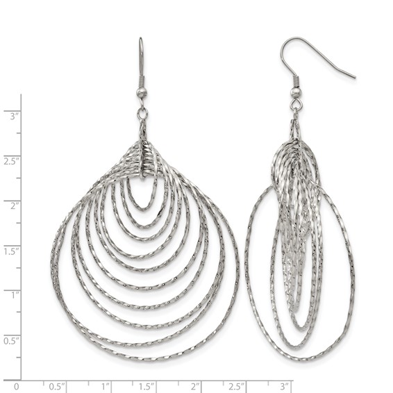 Stainless Steel Polished Twisted Graduated Circles Dangle Earrings