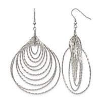 Stainless Steel Polished Twisted Graduated Circles Dangle Earrings view 1