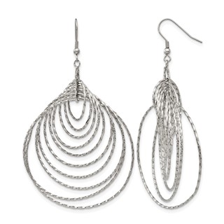Stainless Steel Polished Twisted Graduated Circles Dangle Earrings