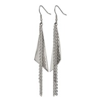 Chisel Stainless Steel Polished Multi Chain Dangle Shepherd Hook Earrings view 3