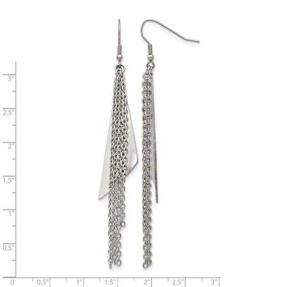Chisel Stainless Steel Polished Multi Chain Dangle Shepherd Hook Earrings