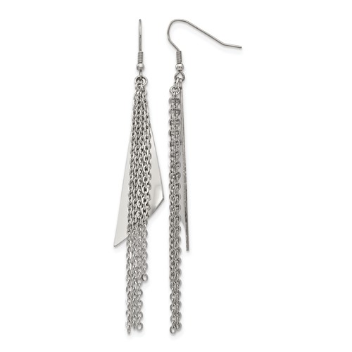 Chisel Stainless Steel Polished Multi Chain Dangle Shepherd Hook Earrings