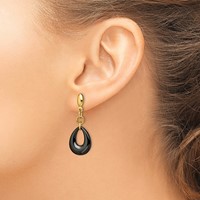 Chisel Stainless Steel Polished Yellow IP-plated Black Ceramic Post Dangle Earrings view 4