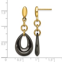 Chisel Stainless Steel Polished Yellow IP-plated Black Ceramic Post Dangle Earrings view 5