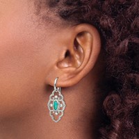 Chisel Stainless Steel Polished Imitation Turquoise and CZ Dangle Shepherd Hook Earrings view 4