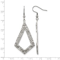 Stainless Steel Polished Textured Ornate Geometric Dangle Earrings view 5