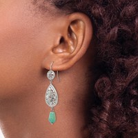 Chisel Stainless Steel Polished Imitation Turquoise Dangle Shepherd Hook Earrings view 4