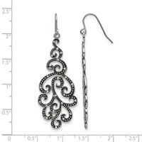 Chisel Stainless Steel Antiqued and Polished Earrings with Crystal Shepherd Hook view 5