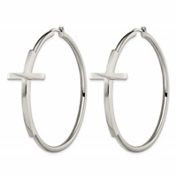 Chisel Stainless Steel Polished Large Cross Hoop Earrings view 3
