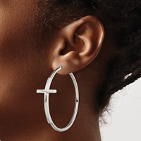 Chisel Stainless Steel Polished Large Cross Hoop Earrings view 4