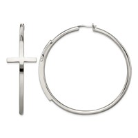 Chisel Stainless Steel Polished Large Cross Hoop Earrings view 1