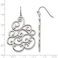 Chisel Stainless Steel Polished Filigree CZ Dangle Shepherd Hook Earrings view 5