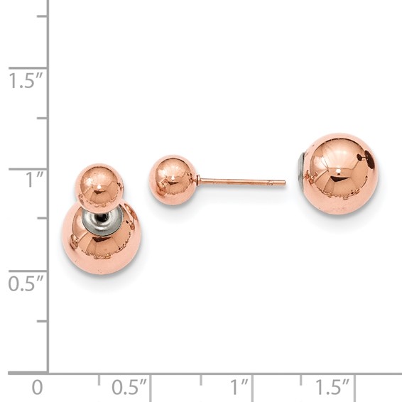Stainless Steel Polished Pink IP-plated Ball Reversible Post Earrings