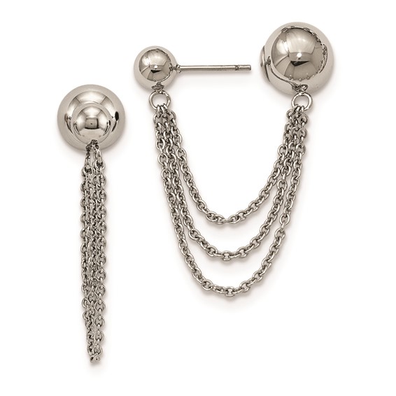Stainless Steel Polished Reversible Ball Post Dangles