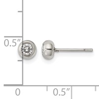 Chisel Stainless Steel Polished 3mm Bezel CZ Stud Post Earrings view 5