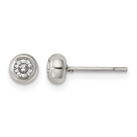 Chisel Stainless Steel Polished 3mm Bezel CZ Stud Post Earrings view 1