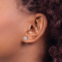 Chisel Stainless Steel Polished 4mm Bezel CZ Stud Post Earrings view 4