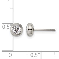 Chisel Stainless Steel Polished 4mm Bezel CZ Stud Post Earrings view 5