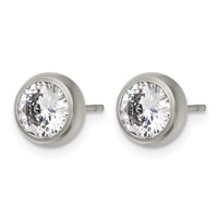Chisel Stainless Steel Polished 6mm Bezel CZ Stud Post Earrings view 3