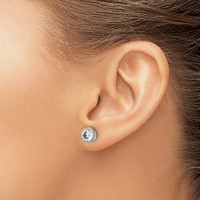 Chisel Stainless Steel Polished 6mm Bezel CZ Stud Post Earrings view 4