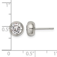 Chisel Stainless Steel Polished 6mm Bezel CZ Stud Post Earrings view 5