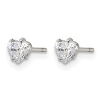 Chisel Stainless Steel Polished 4mm Heart CZ Stud Post Earrings view 3