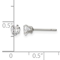 Chisel Stainless Steel Polished 4mm Heart CZ Stud Post Earrings view 5