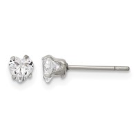 Chisel Stainless Steel Polished 4mm Heart CZ Stud Post Earrings view 1