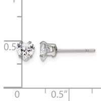Chisel Stainless Steel Polished 5mm Heart CZ Stud Post Earrings view 5
