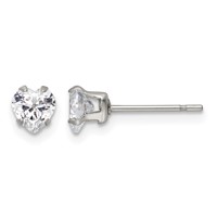 Chisel Stainless Steel Polished 5mm Heart CZ Stud Post Earrings view 1
