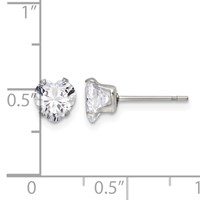 Chisel Stainless Steel Polished 6mm Heart CZ Stud Post Earrings view 5