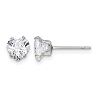 Chisel Stainless Steel Polished 6mm Heart CZ Stud Post Earrings view 1