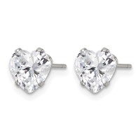 Chisel Stainless Steel Polished 7mm Heart CZ Stud Post Earrings view 3