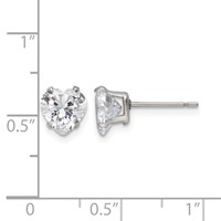 Chisel Stainless Steel Polished 7mm Heart CZ Stud Post Earrings view 5