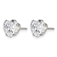 Chisel Stainless Steel Polished 8mm Heart CZ Stud Post Earrings view 3