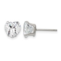 Chisel Stainless Steel Polished 8mm Heart CZ Stud Post Earrings view 1