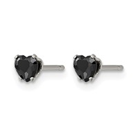 Chisel Stainless Steel Polished 4mm Black Heart CZ Stud Post Earrings view 3
