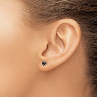 Chisel Stainless Steel Polished 4mm Black Heart CZ Stud Post Earrings view 4