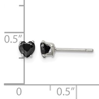 Chisel Stainless Steel Polished 4mm Black Heart CZ Stud Post Earrings view 5
