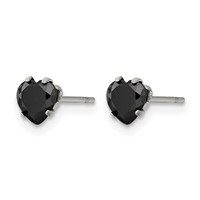 Chisel Stainless Steel Polished 5mm Black Heart CZ Stud Post Earrings view 3