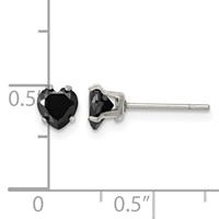 Chisel Stainless Steel Polished 5mm Black Heart CZ Stud Post Earrings view 5