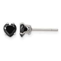 Chisel Stainless Steel Polished 5mm Black Heart CZ Stud Post Earrings view 1
