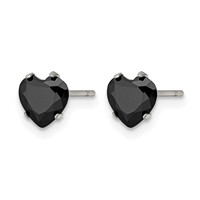 Chisel Stainless Steel Polished 6mm Black Heart CZ Stud Post Earrings view 3