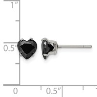 Chisel Stainless Steel Polished 6mm Black Heart CZ Stud Post Earrings view 5