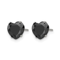 Chisel Stainless Steel Polished 7mm Black Heart CZ Stud Post Earrings view 3