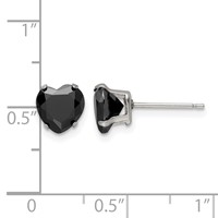 Chisel Stainless Steel Polished 7mm Black Heart CZ Stud Post Earrings view 5