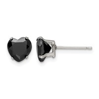 Chisel Stainless Steel Polished 7mm Black Heart CZ Stud Post Earrings view 1