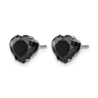 Chisel Stainless Steel Polished 8mm Black Heart CZ Stud Post Earrings view 3