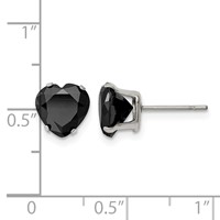 Chisel Stainless Steel Polished 8mm Black Heart CZ Stud Post Earrings view 5